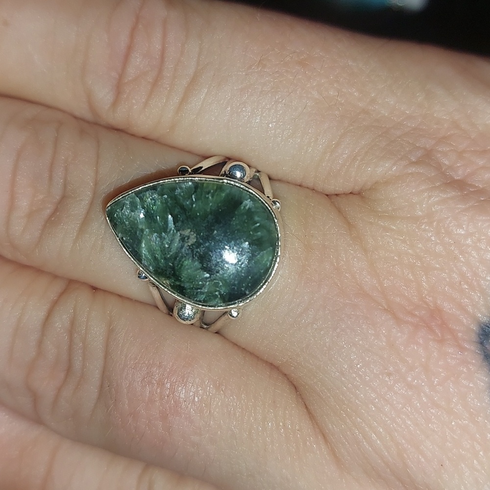 Seraphinite Ring Triple Band Size 8 - Picture 1 of 5